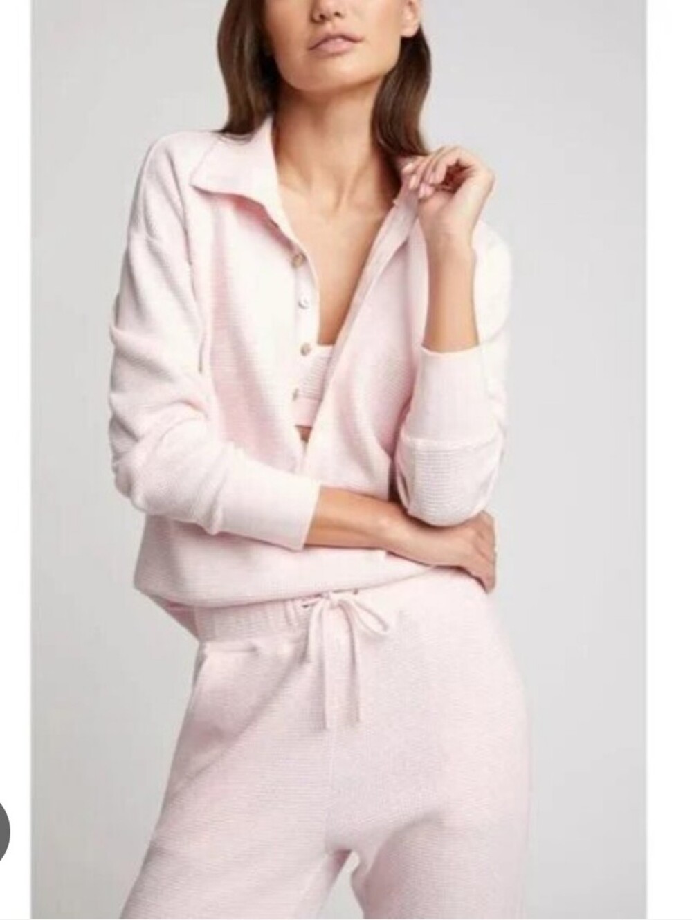 Soft Pink Waffle Knit Pajama Set